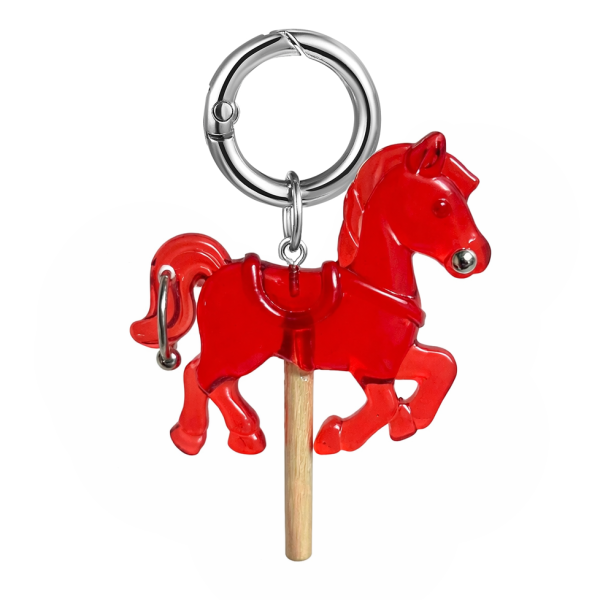 Брелок Леденец на палочке "Лошадка" красная