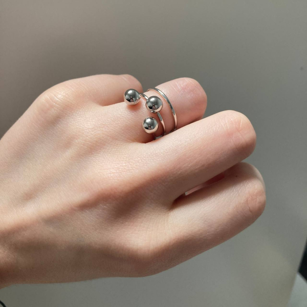 Сет из трех колец Пирсинг серебряное
