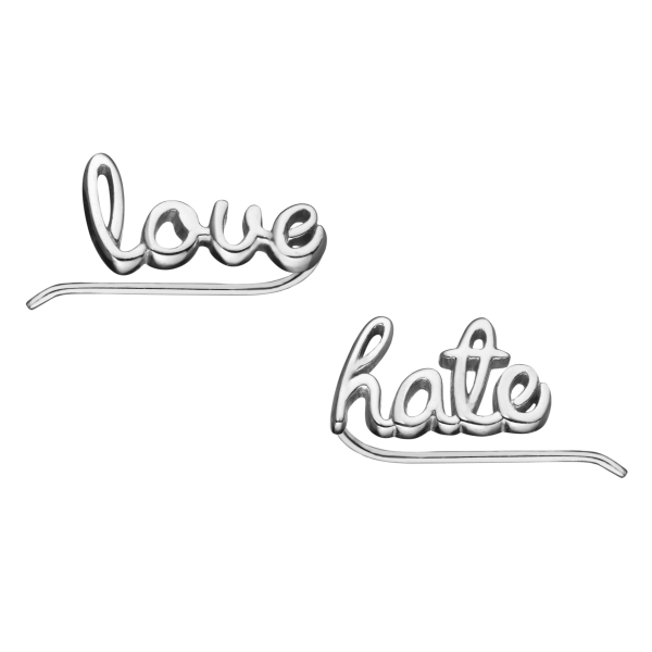 Серьги-каффы Love / hate серебряные