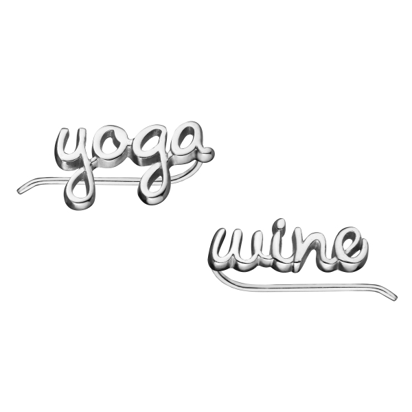 Серьги-каффы Yoga / wine серебряные